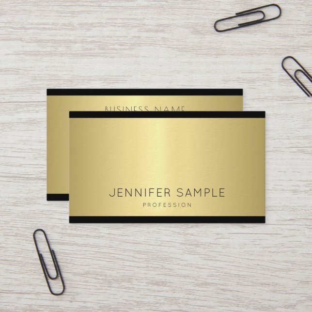 Elegant Glamourous Design Modern Gold Trendy Business Card (Front/Back In Situ)