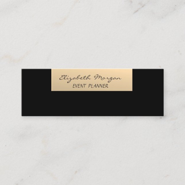 Elegant Glamourous Modern Chic,Faux Gold,Black Mini Business Card (Front)