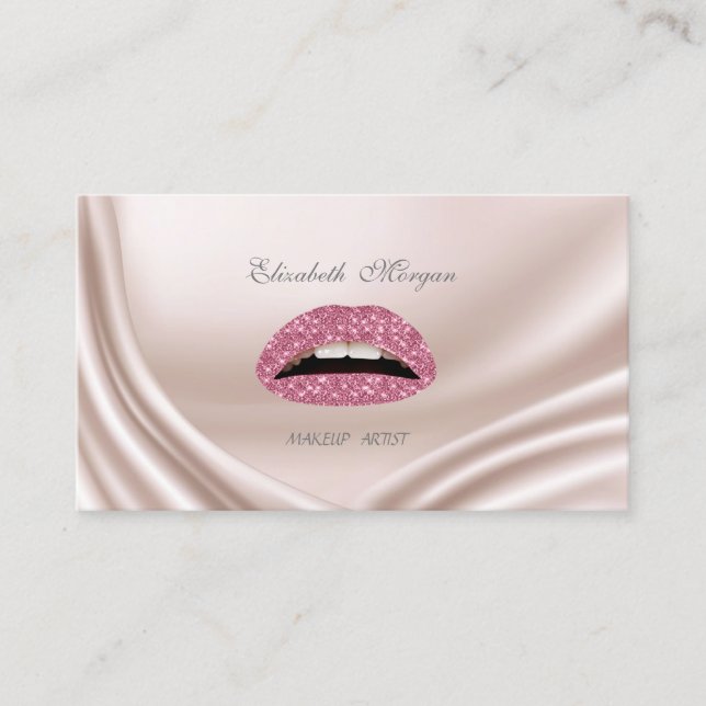 Elegant Glamourous Modern Glittery Lips Business Card (Front)