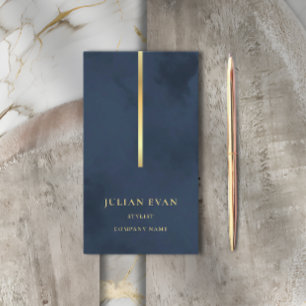 Elegant Glamourous Navy Blue Gold Business Card