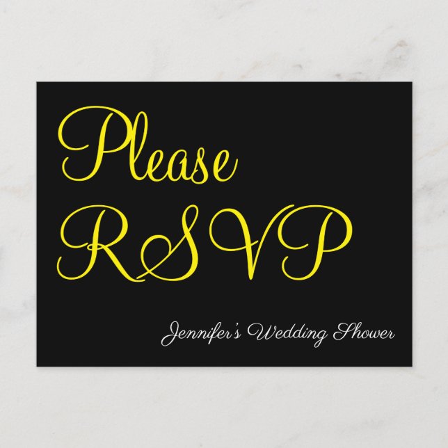 Elegant, Glamourous "Please RSVP" Postcard (Front)