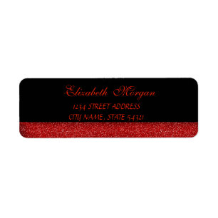 Elegant Glamourous Red  Glittery Address Label