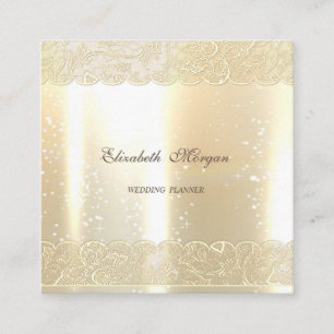 Elegant Glamourous Shinny, Faux Gold,Lace Square Business Card