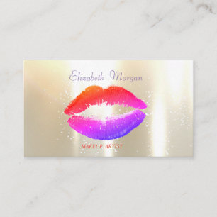 Elegant  Glamourous Shinny,   Faux Gold, Lips Business Card