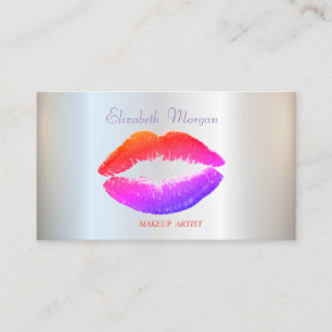 Elegant  Glamourous Shiny, Silver, Lips Business Card