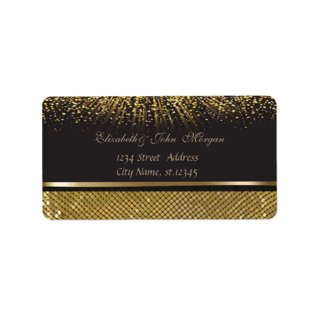 Elegant Glamourous  Stylish Black  Shiny,Sequins Label (Front)