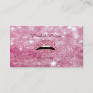 Elegant Glamourous Trendy Glittery Bokeh Lips Business Card