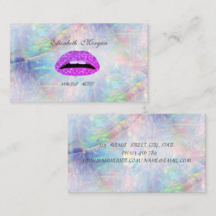 Elegant Glamourous Trendy Glittery Lips Opal Business Card