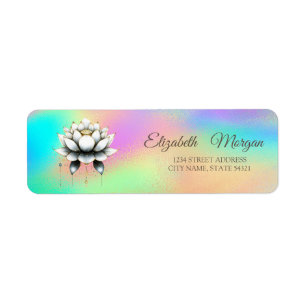 Elegant Glamourous White Lotus Rainbow Holographic
