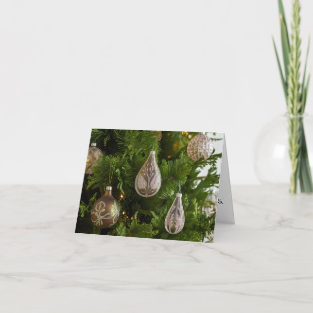 Elegant Glass Ornaments Holiday Card  (Front)