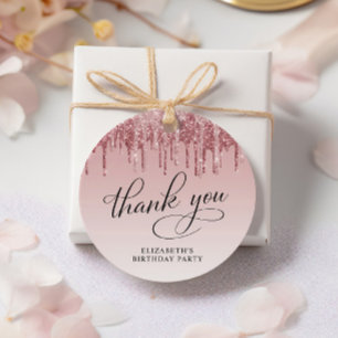 Elegant Glitter 50th Birthday Party Thank You Favour Tags