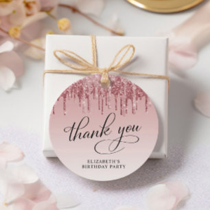 Elegant Glitter 50th Birthday Party Thank You Favour Tags