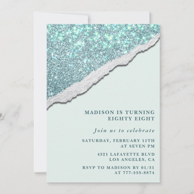 Elegant Glitter 88th birthday invitations Sparkle  (Front)