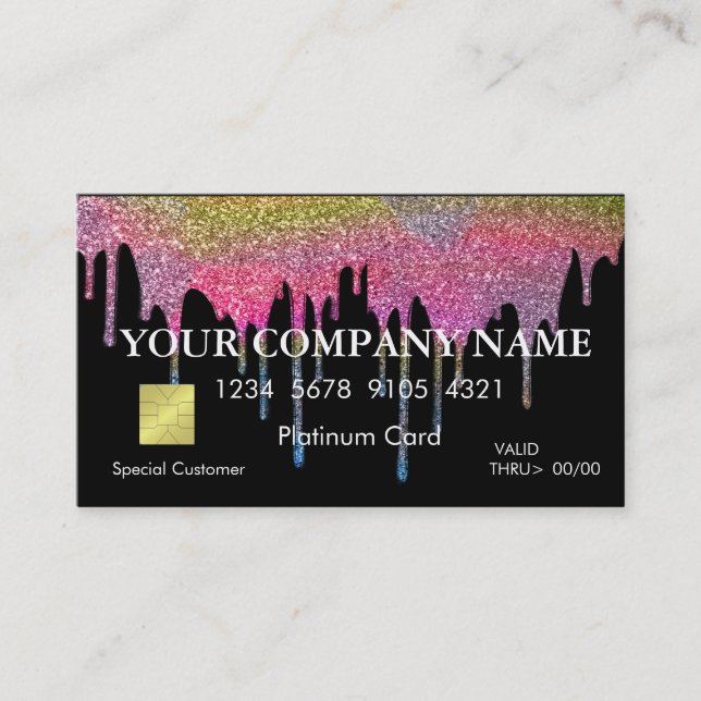 Elegant Glitter Black Credit Card (Front)