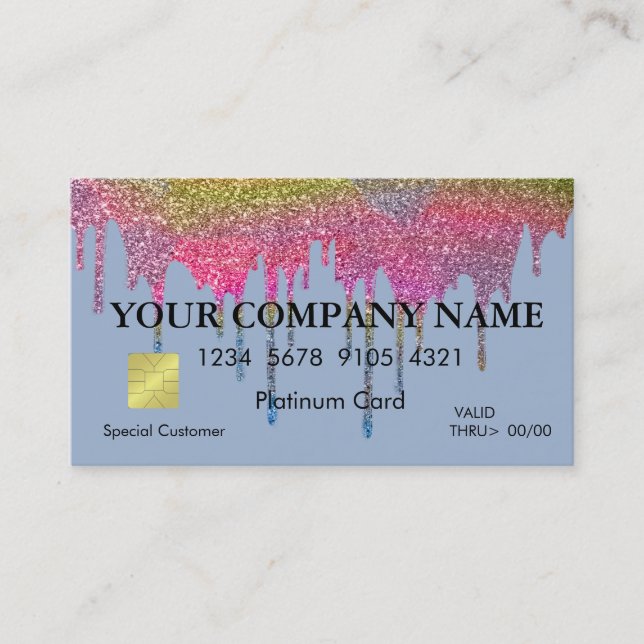 Elegant Glitter Black Credit Card (Front)