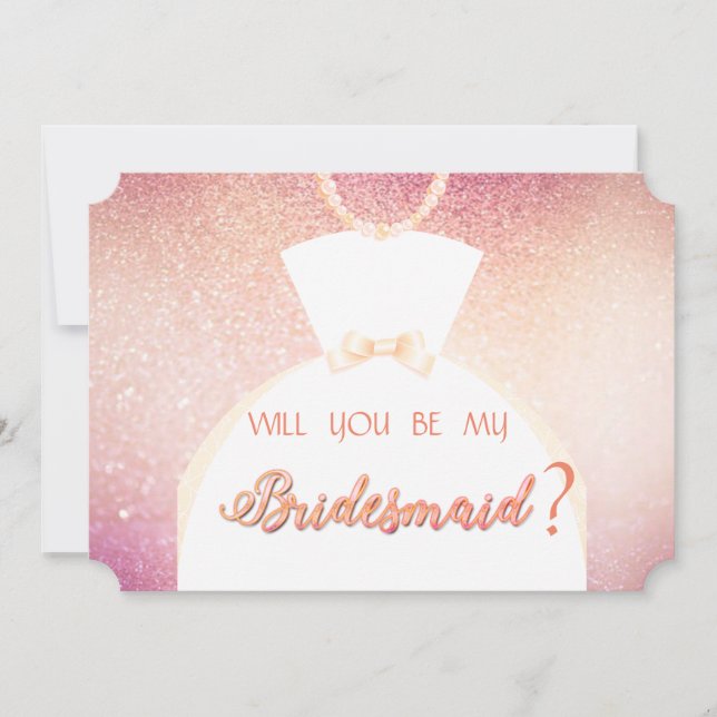 Elegant Glitter Bokeh, Bride Dress Bridesmaid Card (Front)