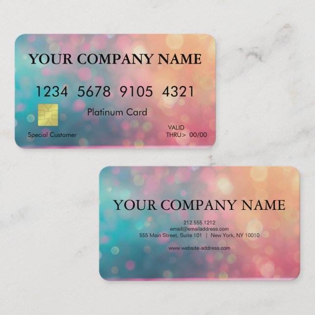 Elegant Glitter Bokeh Credit Card (Front/Back)