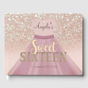 Elegant Glitter Bokeh Ombre,Dress, Sweet 16 Guest Book