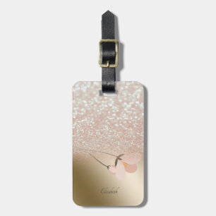 Elegant Glitter Bokeh Ombre,Flowers Luggage Tag