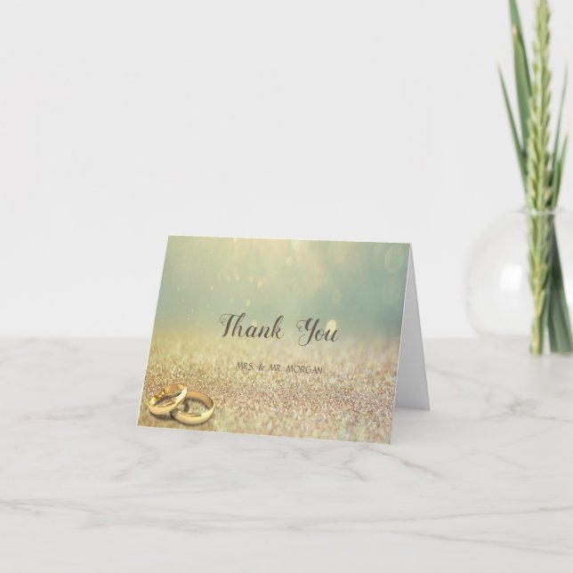 Elegant Glitter Bokeh,Rings Thank You Card (Front)