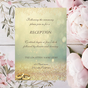 Elegant Glitter Bokeh,Ringsl Wedding Reception Invitation
