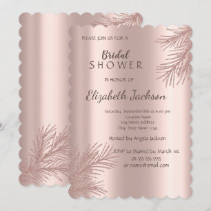 Elegant Glitter Branch Rose Gold Bridal Shower  Invitation