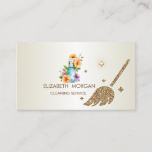 Elegant Glitter Broom House Floral Spray Bottle Business Card