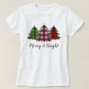 Elegant Glitter Buffalo Plaid Christmas Tree   T-Shirt