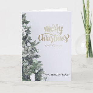 Elegant Glitter Christmas Tree Ornaments Holiday Card