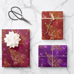 Elegant Glitter Christmas Tree Pattern  Wrapping Paper Sheet