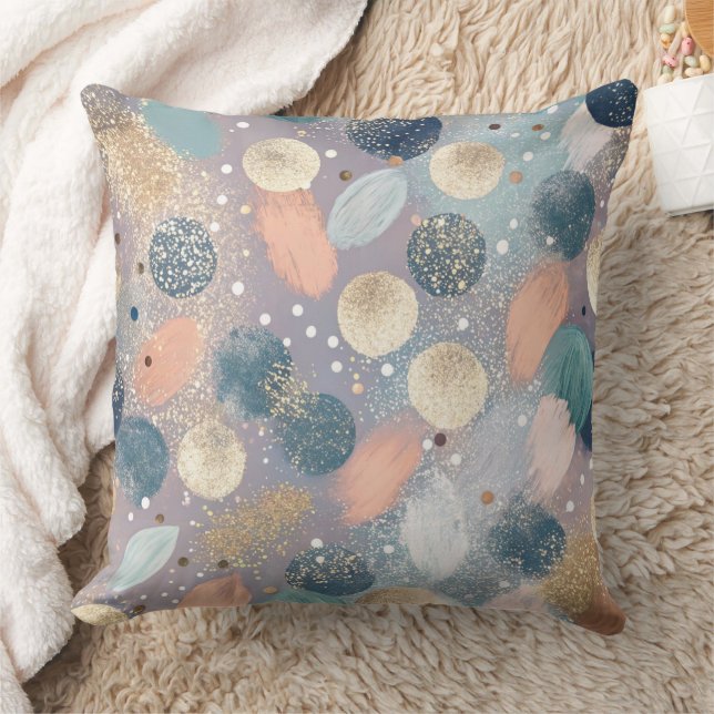 Elegant Glitter Dot & Brushstroke Abstract Cushion (Blanket)