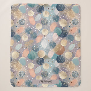 Elegant Glitter Dot & Brushstroke Abstract Sherpa Blanket
