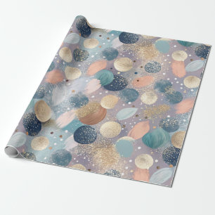 Elegant Glitter Dot & Brushstroke Abstract Wrapping Paper