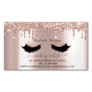 Elegant Glitter Drips Faux Lashes,Makeup Artist Magnetic Business Card