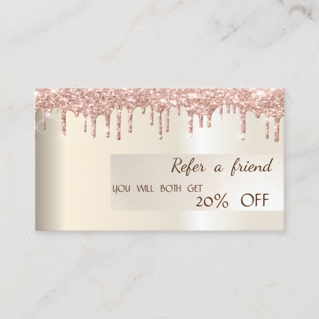 Elegant Glitter Drips Referral Card (Front)