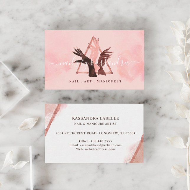 Elegant Glitter Glam Nail Art Hands Manicure Salon Business Card (Creator Uploaded)