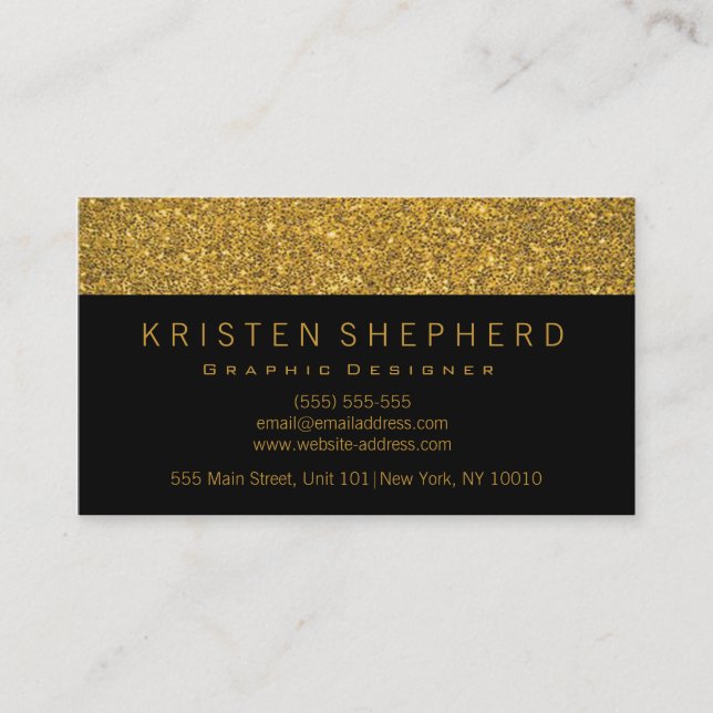 Elegant Glitter Gold Business Cards (Front)
