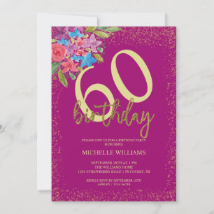 Elegant Glitter Gold Calligraphy Birthday Invitation