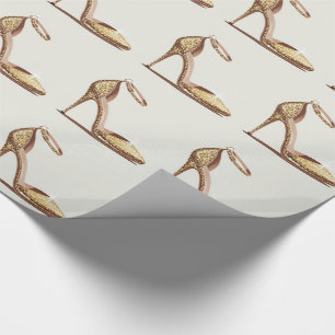Elegant Glitter gold heel shoes Wrapping Paper