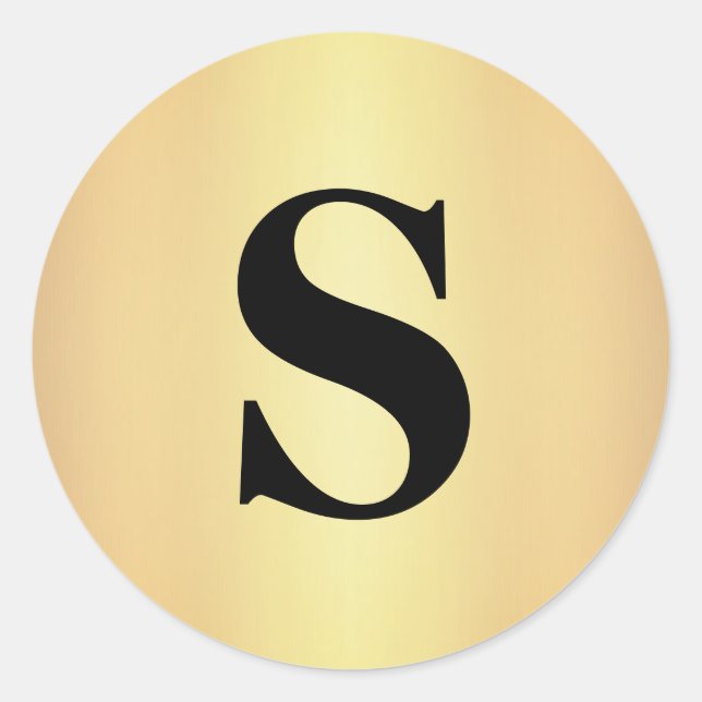 Elegant Glitter Gold Monogram Envelope Seal (Front)