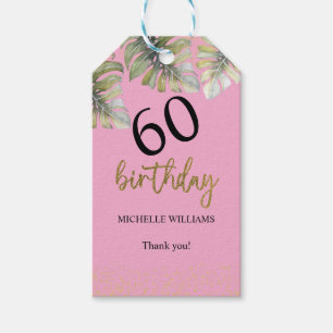 Elegant Glitter Gold Palm Calligraphy Birthday Gift Tags