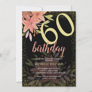 Elegant Glitter Gold Terracotta Rustic Floral Invitation