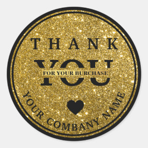 Elegant glitter gold Thank you sticker