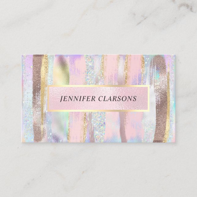 Elegant Glitter Gold Watercolor Brush Girly Modern Business Card (Front)