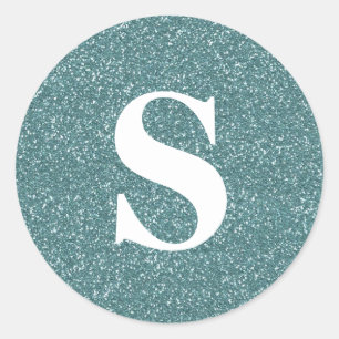Elegant Glitter Green Monogram Envelope Seal