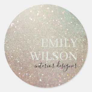 Elegant Glitter Green Pink Aqua Shiny Shimmer Classic Round Sticker