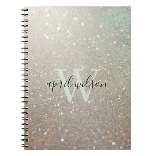Elegant Glitter Green Pink Aqua Shiny Shimmer Plan Notebook (Front)