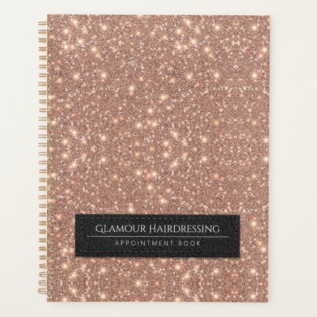 Elegant Glitter Hairdressing Appointment Luxurious Planner (Front)