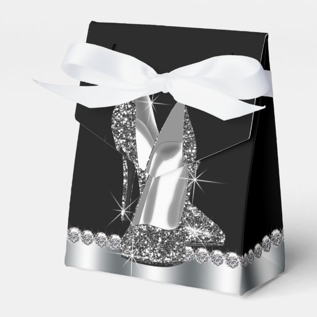 Elegant Glitter High Heel Shoe Favour Box (Front Side)