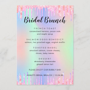 Elegant Glitter Holographic Bridal Brunch Menu